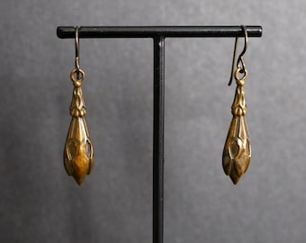 Victorian Earrings, Antique Brass Earrings, Vintage Style, Brass Dangle, Brass Jewelry, Dangling Earrings, Art Nouveau Earrings