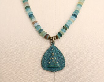 Buddha Ancient Roman Glass Necklace, Spiritual Jewelry, Zen Gifts, Buddha Jewelry, Gifts for Yoga, Amulet Necklaces