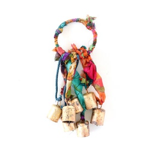 Witch Bells Door Hanger, Sari Silk, Protection Bells, by Mystic Pieces