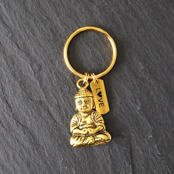 Buddha Key Chain, Key Decor, Zen Keychain, Car Gift, Key Chain, Key Accessory, New Car Gift, Spiritual Gift, Gold Keychain, Buddha Gift