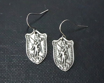 Archangel Michael Earrings, Catholic Earrings, Michael Jewelry, Religious Earrings, Catholic Jewelry, Archangel Jewelry, Religious Gifts