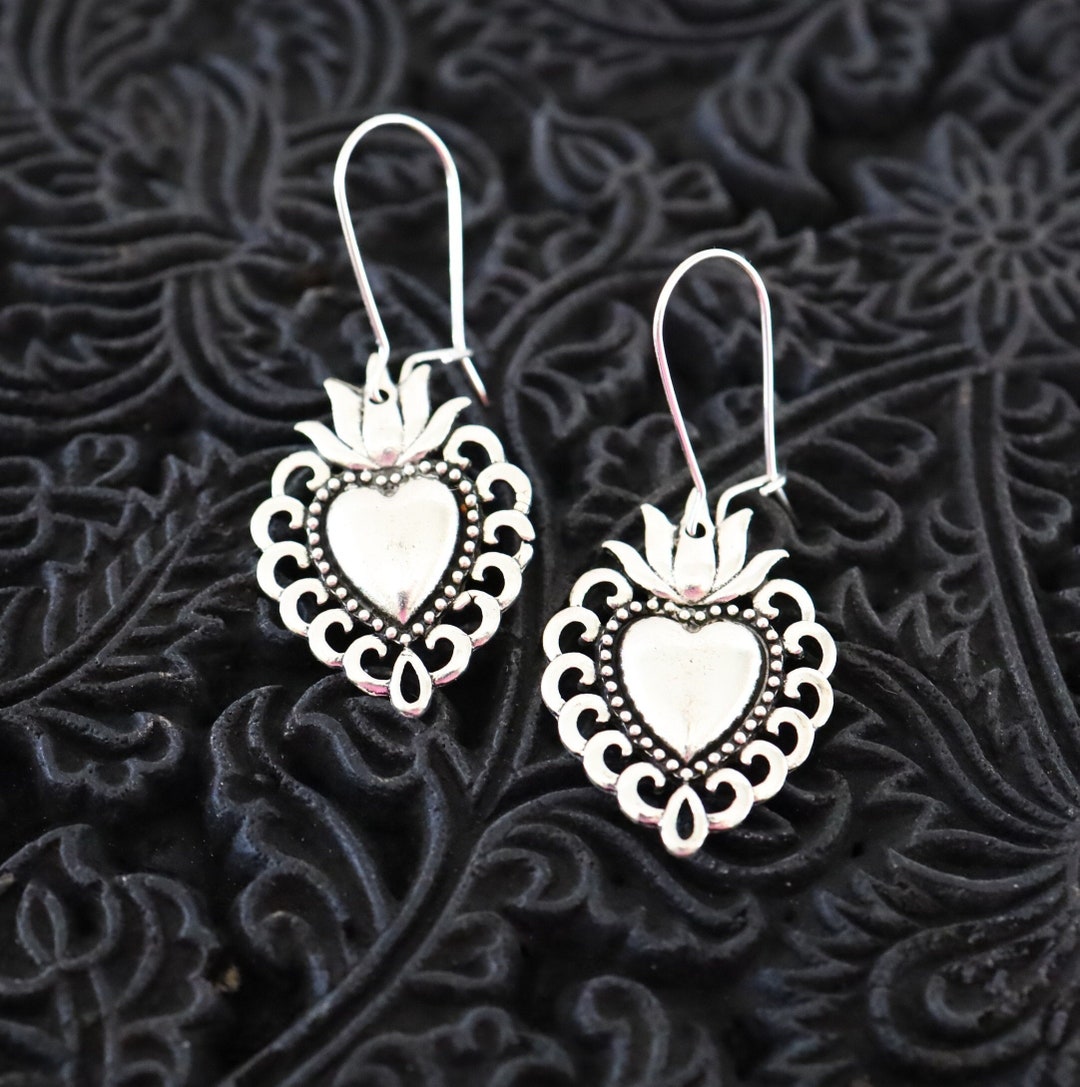 Sacred Crystal Earrings Silverplated Brass