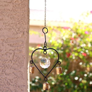 Garden Chime, Heart Bells, Garden Decor, Backyard Gifts, Housewarming Gifts, New Home Gifts, Gardener Gifts, Patio Decor, Heart Decor image 5