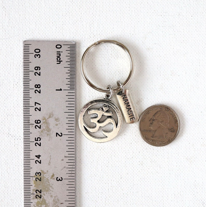 Om Silver Key Chain, Zen Gifts, Om Accessories, Om Gifts, Spiritual Accessory, Yoga Gift, New Car Gifts, Key Chains image 2