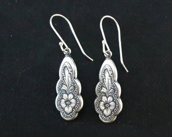 Detailed Silver Earrings, Daily Wear Earrings, Silver Dangle, Silver Jewelry, Dangling Earrings, Art Nouveau Earrings, Victorian Earrings