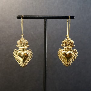 Catholic Earrings, Sacred Heart Jewelry, Spiritual Earrings, Catholic Jewelry, Catholic Gifts, Gold Earrings, Religious Earrings