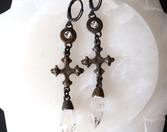 Cross Dangle Earrings, Crystal Earrings, Earring Gifts, Friend Earrings, Religious Earrings, Christian Earrings, Christian Gifts