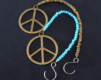 Peace Sign Gift Peace and Love Car Charm Rear View Mirror Car Accessories Hippie Tree Ornament