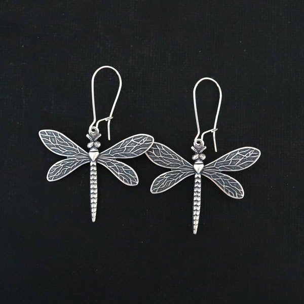 Dragonfly Dangle Earrings, Dragonfly Gifts, Silver Earrings, Dragonfly Dangle, Dragonfly Jewelry, Insect Gifts, Girlfriend Earrings
