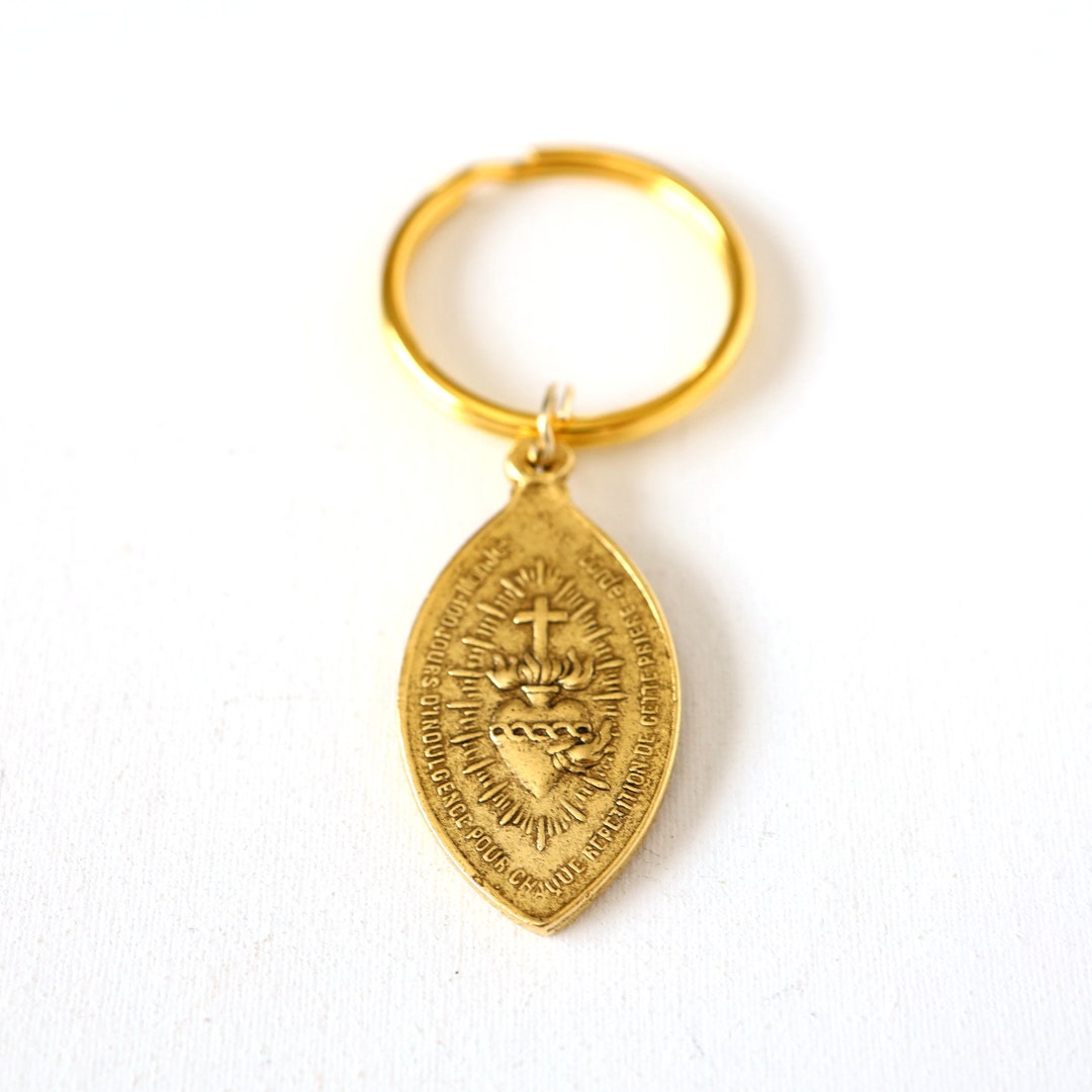 Sacred Key Chain Sacred Heart Keychain, Gold Catholic Accessory, Mystic Pieces - Etsy