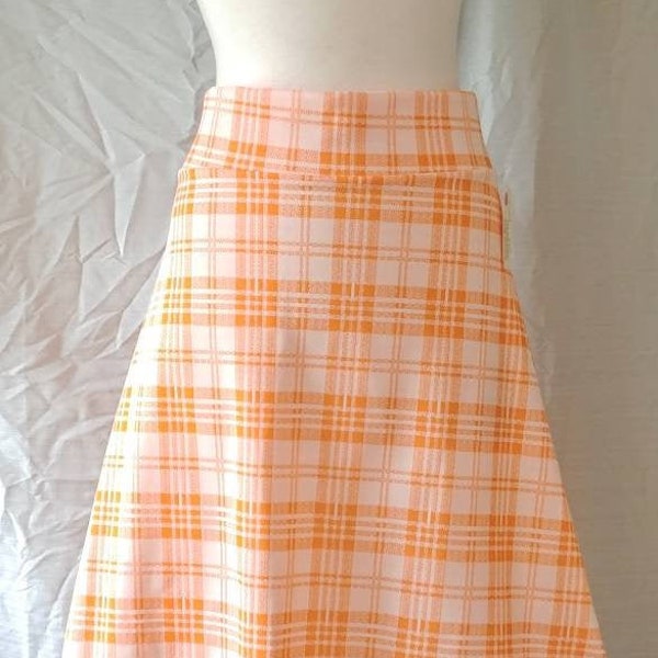 SALE Frances A-line Skirt - Vintage Knit Style - Orange Plaid Sherbet - Size Medium