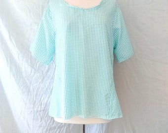 Gingham Swing Top - Trapeze Top - Short Sleeve - Size Large - XL