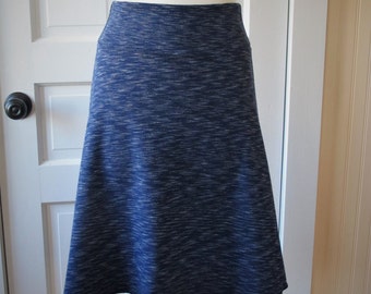 Jersey Knit Skirt - A line style - Navy Blue Space Dye Pattern - Size Medium