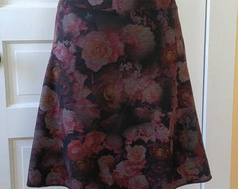 SALE Jersey Knit Skirt - Slim A-line - Floral Space Dye Pattern in Rose - Size Small