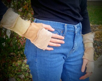 Fingerless Gloves - Arm Warmers - made from recycled sweaters