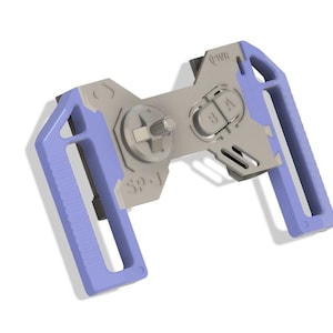 May include: A gray and light purple gaming controller with the text "SP-1" and "QWIK" printed on it. The controller has a directional pad, A and B buttons, and two handles.