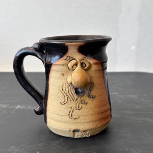 Funny Coffee Cup Vintage 1974 Peter Petrie 3D Big Nose Ceramic Coffee Mug Signed Stamped Ugly Face Cup in Brown