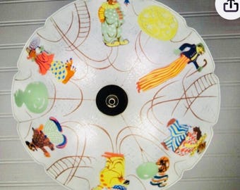 Vintage 1940s Clown Lighting Shade Ceiling or Lamp