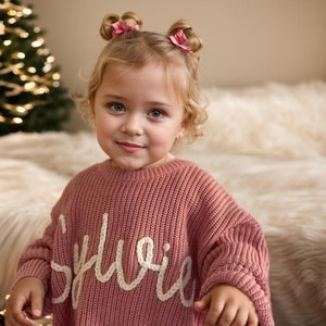 Custom Baby Name Jumpers, Personalized Baby Sweater with Hand-Embroidered, Knitted Baby Name Sweater, Newborn Gift, Baby Christmas Gift