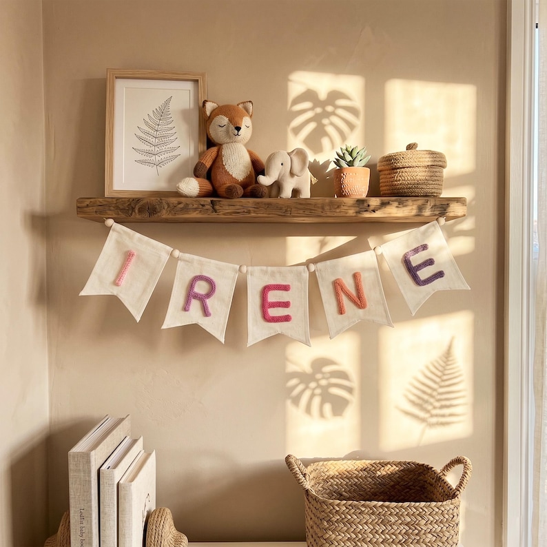 Personalized Baby Name Bunting, Custom Nursery Banner, Yarn Letter Name Garland, Baby Girl Boy Room Decor, Baby Shower Gift