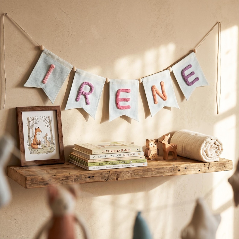 Personalized Baby Name Bunting, Custom Nursery Banner, Yarn Letter Name Garland, Baby Girl Boy Room Decor, Baby Shower Gift
