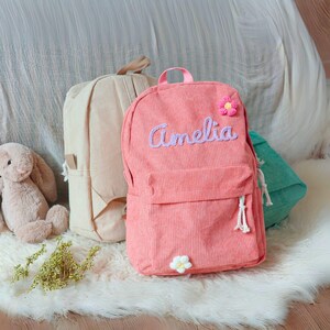 Sac à dos pour enfant avec nom, cadeaux personnalisés pour tout-petits en velours côtelé, sac à dos pour enfant, sac à dos pour enfant avec nom, cartable, cadeaux sac à dos pour enfant