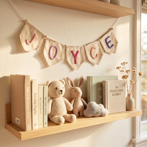 Personalized Lace Name Banner for Nursery Decor, Custom Handmade Yarn Letter Baby Name Bunting, Lace Nursery Wall Hanging, Baby Girl Decor
