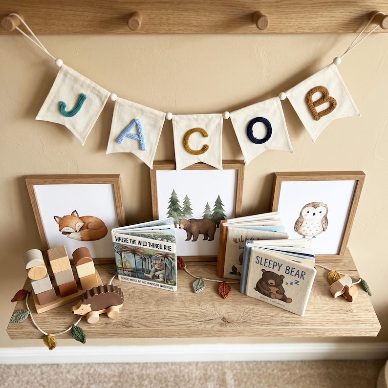 Personalized Baby Name Bunting, Custom Nursery Banner, Yarn Letter Name Garland, Baby Girl Boy Room Decor, Baby Shower Gift