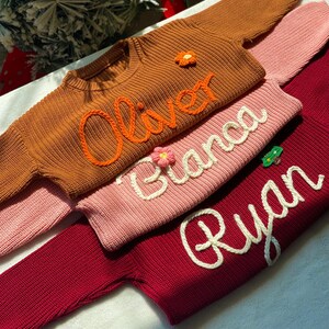 Personalized Baby Name Sweater, Embroidered Children Sweatshirt, Custom Knitted Sweater Toddler with Name, Custom Baby Gifts, Newborn Gifts