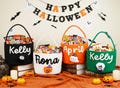 Personalized Embroidered Halloween Candy Basket: Custom Trick or Treat Tote