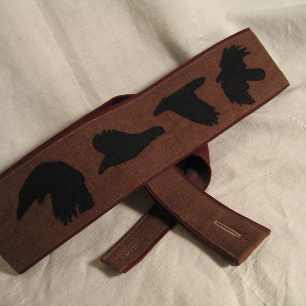 Vegan Guitar Strap-Flying Crow Design-Featuring Hemp and Tencel Blend