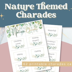 Nature Charades Game | 62 Printable Cards for Kids, Family & Friends | Outdoor Camping or Classroom Activity | Instant Download