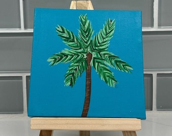 Neon Palm Tree Painting 8x10 - Etsy