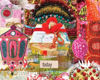 Christmas Collage Sheet - Immediate Download - All original art by me.