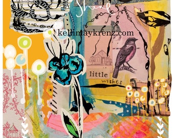 Immediate Download Little Wishes Collage Page - Original artwork for happy creating.