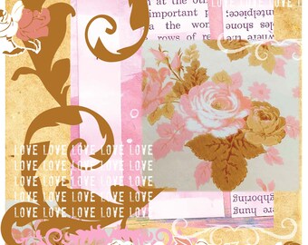 Mixed Media Graphic Design Paper for Immediate Download - Pink Love Paper