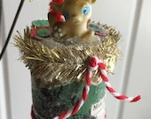 Happy Baby Deer Handmade Ornament - Vintage inspired goodness!