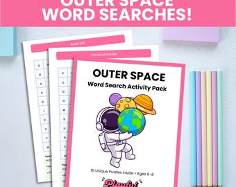 Outer Space Word Search Puzzles: Solar System Kids Activity (Digital Download)