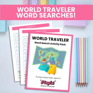 World Traveler Word Search | Geography Printable for Kids | Travel Activity Pack