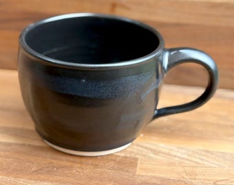 Große Kapazität Satin Matt Schwarz Porzellan Kaffeetasse