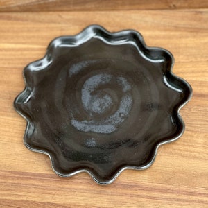 Minimalist Satin Black Petal Shaped Catch All, Trinket, Coaster Tray, Dessert Dish