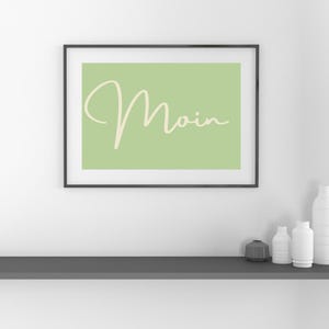 Moin Digital downloadable wall art green and beige handwritten Moin pastel Wall Decor moin quote poster for living room green background