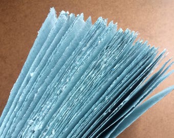 Light blue paper, blue handmade paper, textured paper, eco friendly paper, recycled paper, textured paper, homemade paper, letterpress paper