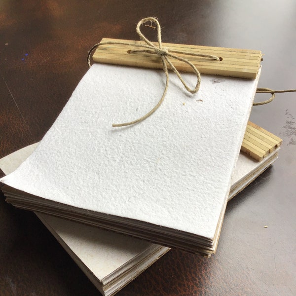 4x5 inch rustic notebook, wood notepad, wood notebook, recycled paper, handmade paper journal, rustic journal, handmade paper