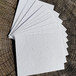 10 4 x 5 inch (10,5 x 12,5 cm) geschnittene weiße Aquarellbögen aus handgeschöpftem Recyclingpapier
