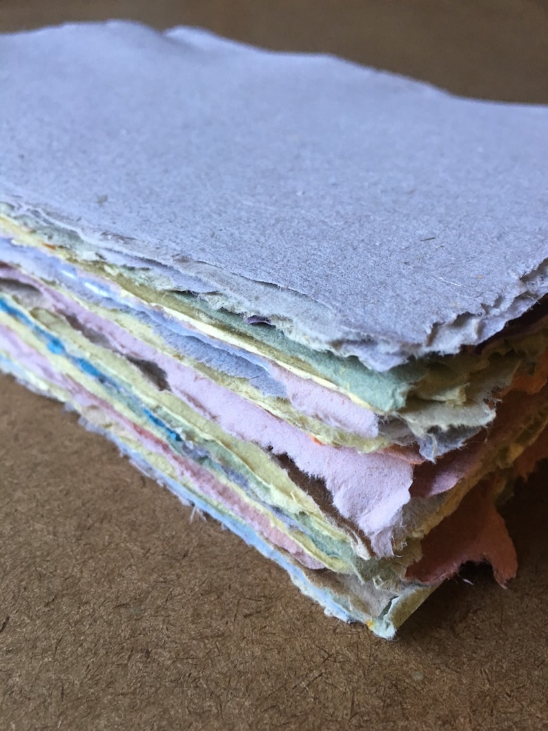 10 assorted sheets of handmade recycled paper, eco friendly, textured collage supply image 6