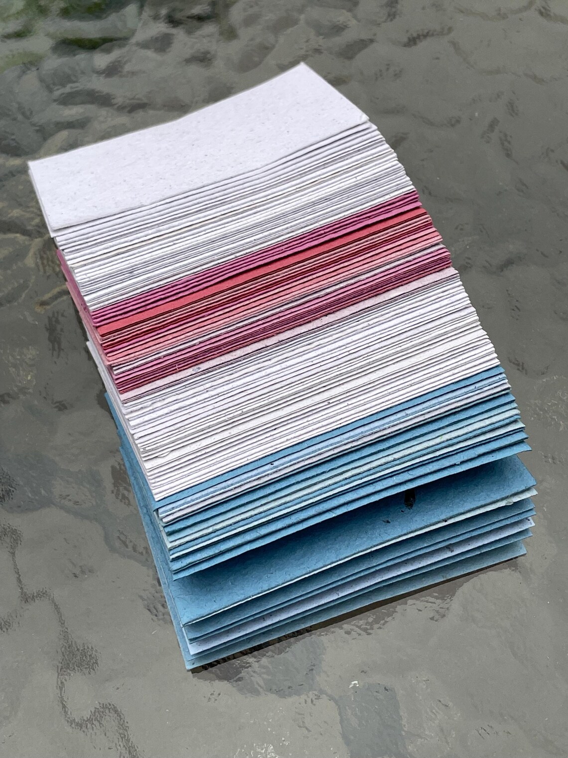 Handmade Recycled Paper, 2x3 Inch Calling Cards, Pinks Blues Neutrals ...