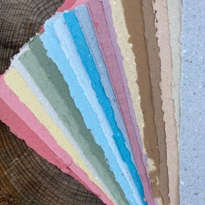 10 assorted sheets of handmade recycled paper, eco friendly, textured collage supply image 1