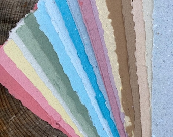 10 assorted sheets of handmade recycled paper, eco friendly, textured collage supply