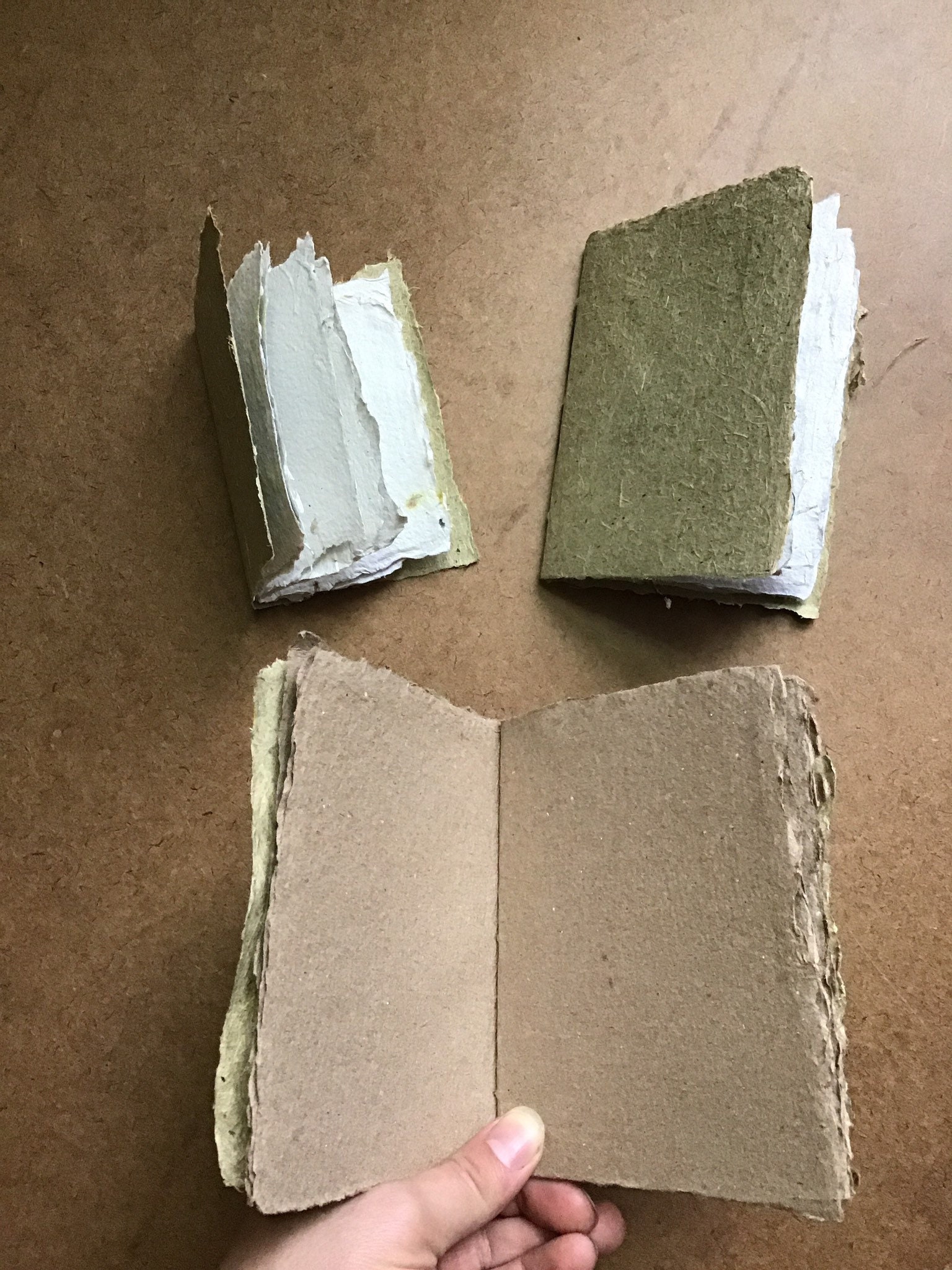 Small paper notebooks, set of 3, natural fiber notebooks, recycled